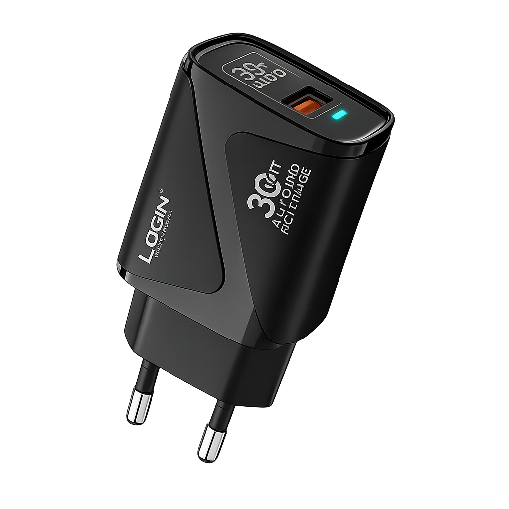 LOGIN 30W QC 3.0 Fast Charger | USB-A Quick Charge Wall Adapter | Fast Charging Power Adapter (EU Plug, Black)
